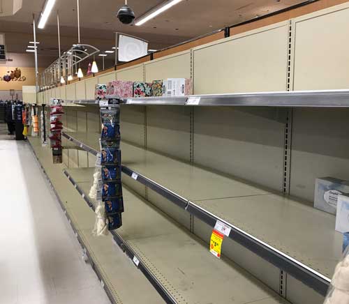 empty shelves at the grocery store