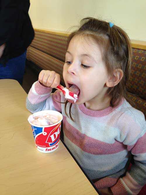 eating ice cream with Gramma and Grampa